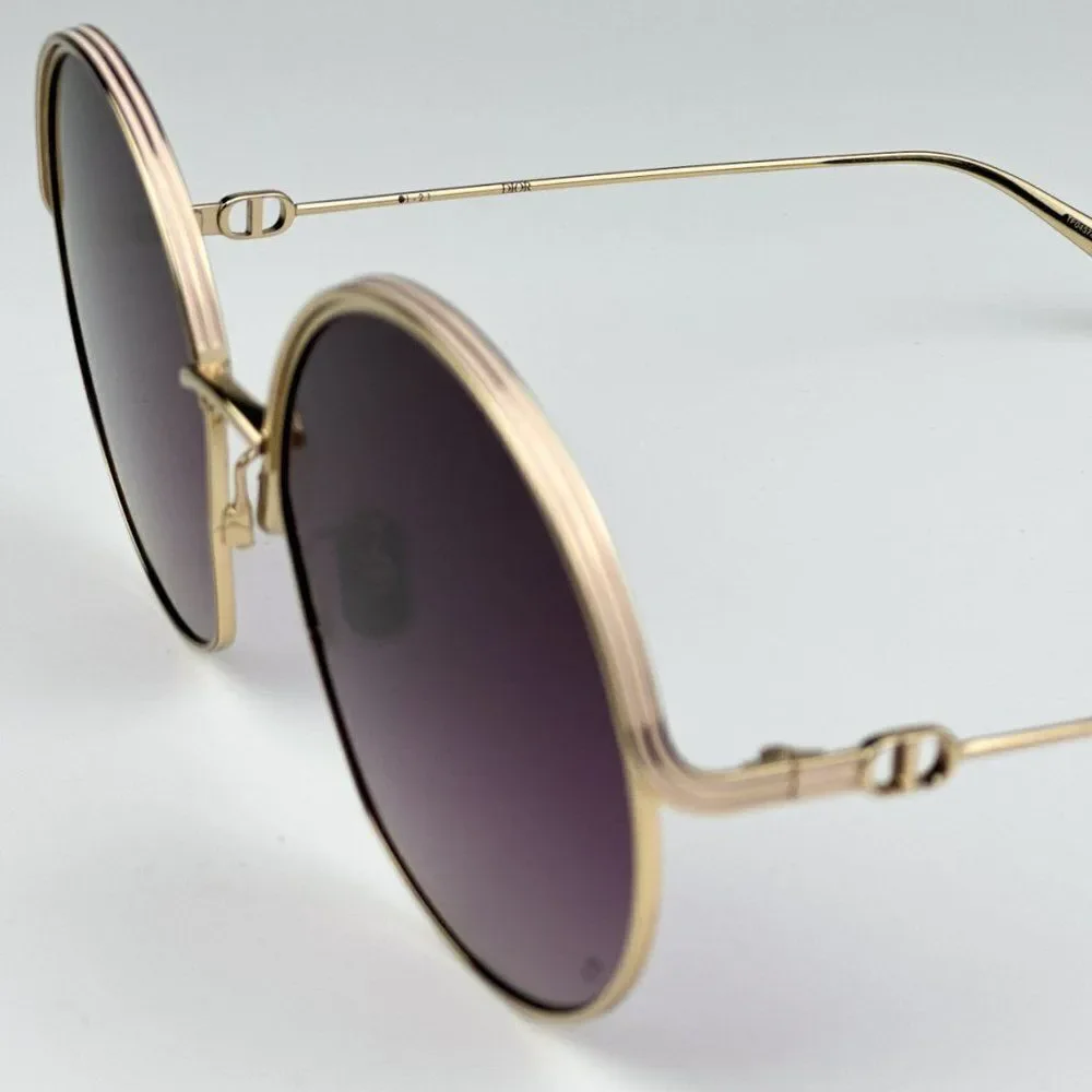 NEW Dior EVERDIOR R1U B0D1 Gold Gradient Bordeaux Unisex Metal Round Sunglasses